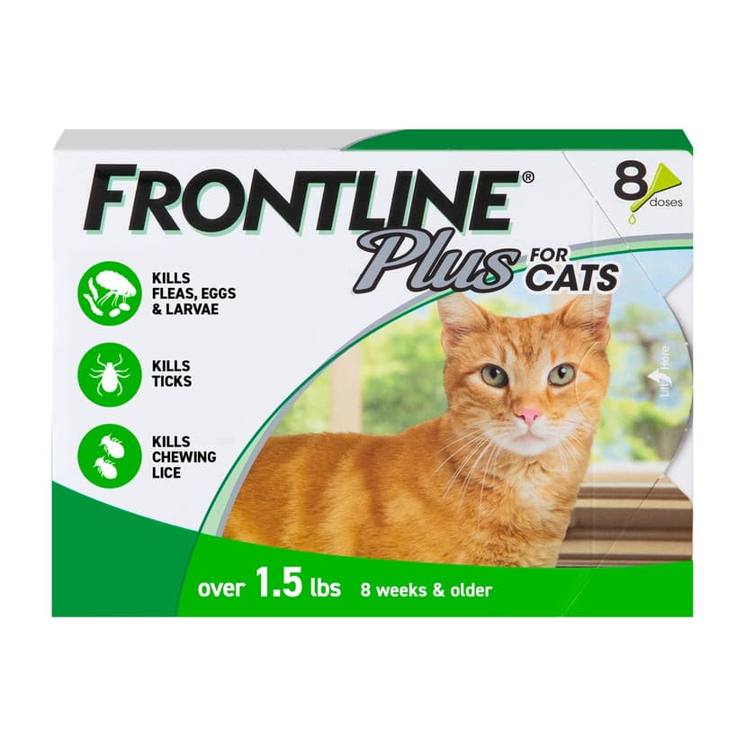 FRONTLINE Plus Flea & Tick Spot Treatment for Cat & Kitten (Green) Count of 8