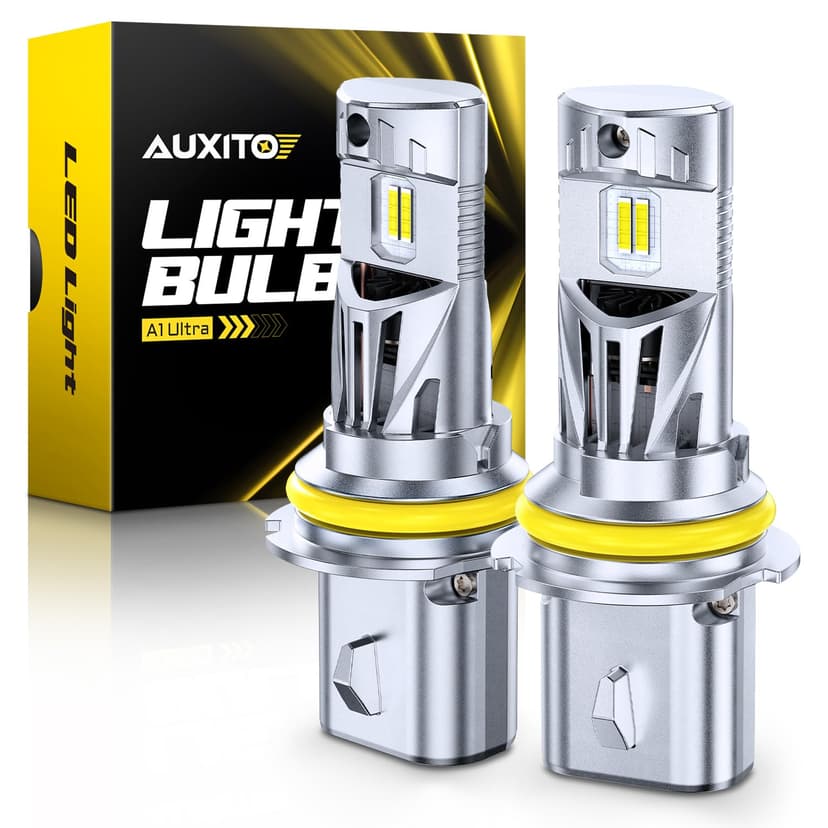 AUXITO Latest 9007 Bulbs, 50000LM 1000% Brightness 6500K Cool White | Direct Replacement 9007/HB5 Fog Light Bulbs with Cooling Fan, Plug and Play CANbus Ready No Flicker, Pack of 2