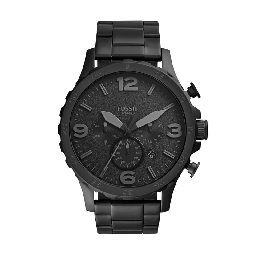 Fossil Men's Nate Quartz Watch, Oversized Stainless Steel Chronograph Watch for Men