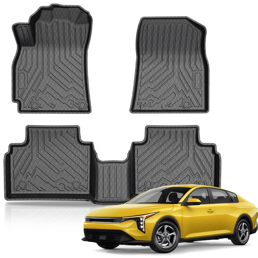 KUST Floor Mats for 2025 2026 Kia K4 Sedan, All Weather Floor Liners Front Rear 2 Row Car Mats for K4 Accessories Anti-Slip TPE Rubber Raised Edge