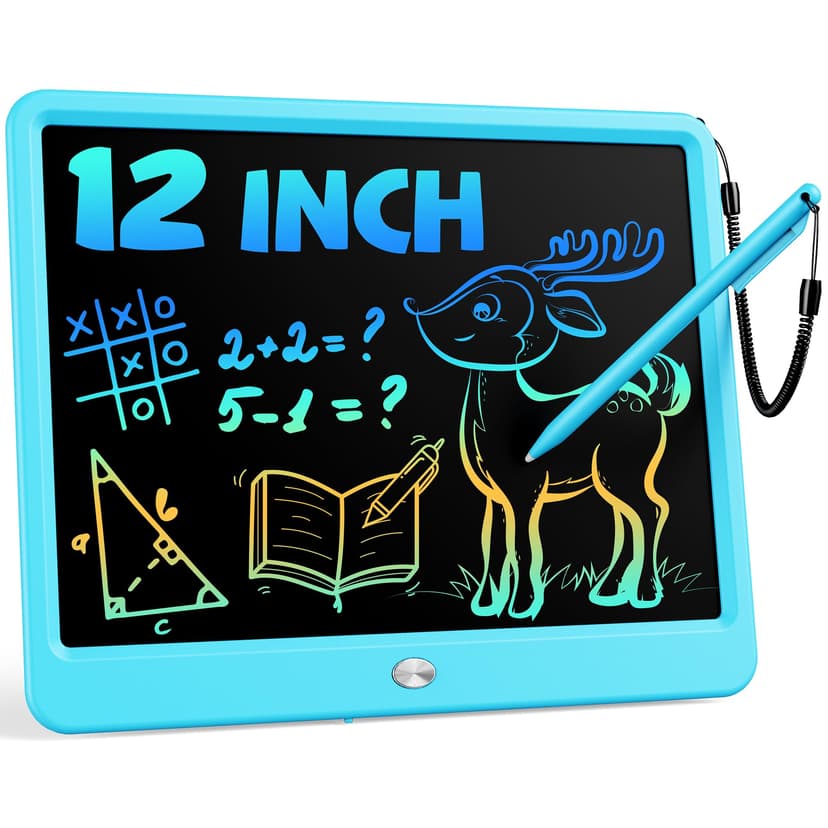 Bravokids 12 Inch LCD Writing Tablet for 3 Year Olds - Electronic Drawing Pad and Doodle Board as Educational Birthday Gifts for Girls and Boys (Blue)