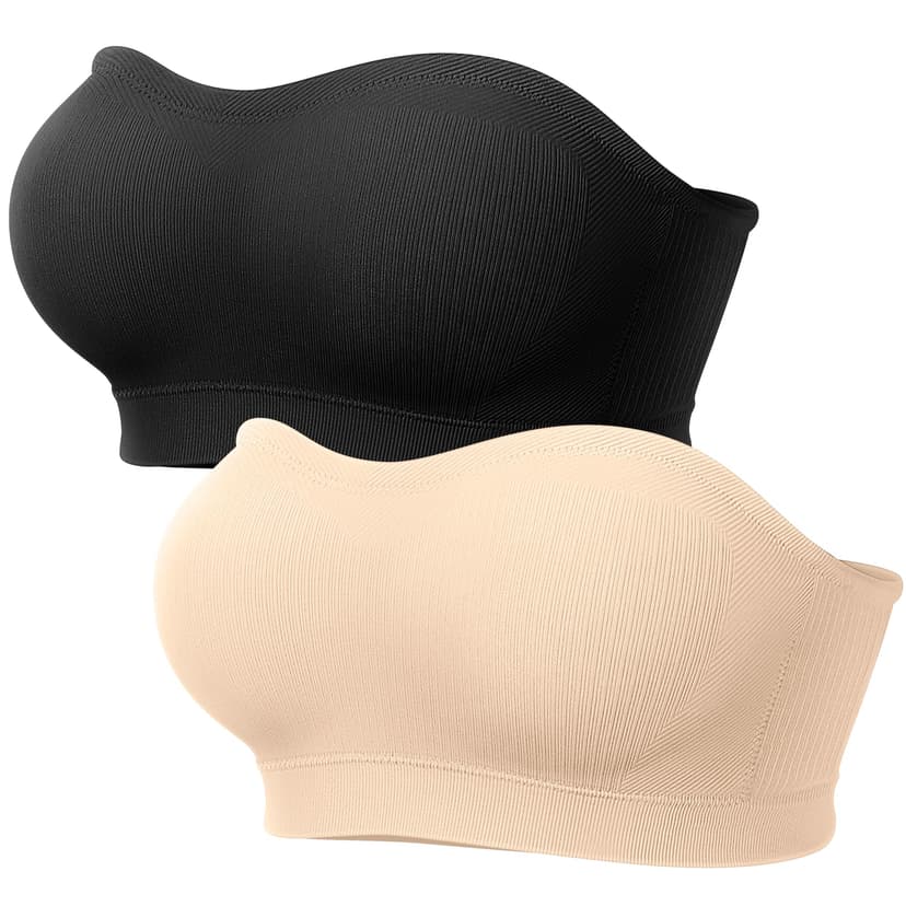 LetsJoli Push Up Strapless Bras for Women Supportive Bandeau Bra Non Slip Wireless No Underwire Padded Tube Bra