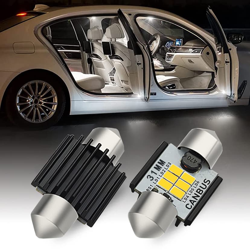 AUXITO Upgraded 1.25 inch 31MM DE3175 DE3021 Canbus Error Free Festoon LED Bulbs for Interior Car License Plate Dome Map Door Courtesy Maker Lights Xenon White, Pack of 2