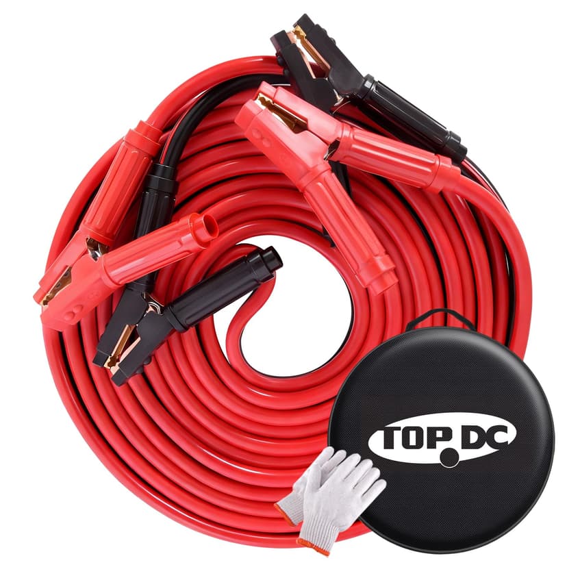 TOPDC 0 Gauge 30FT Jumper Cables Heavy Duty Booster | Extra Long jumper cables provide a 30 Feet reach and 1000A rating for cars and diesel trucks.