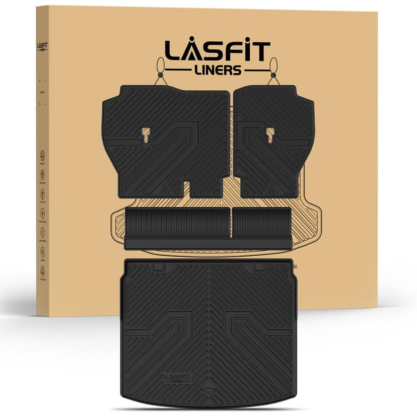 LASFIT Cargo Liner for Honda CR-V 2023-2026 (Gasoline & Hybrid & e:FCEV) | All Weather Custom Fit Anti-Slip Pet Friendly Easy Clean TPE Trunk Mat with Backrest Mat (Upper Position)