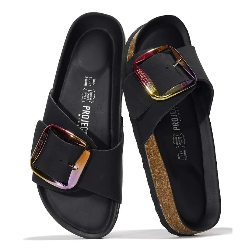 Project Cloud 100% Genuine Leather Sandals Women Dressy Beach Essentials Slides for Women Footwear - Lightweight with Memory Foam Insole Sandals for Women 2026 - Womens Slides