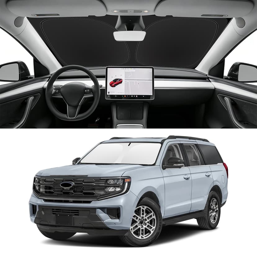 SLOGENTO Custom Fit Windshield Sun Shade for Ford Expedition 2018-2025, Blocks UV & Heat, Front Window Sunshade Accessories, Easy Fold & Store Keep Your Car Cooler