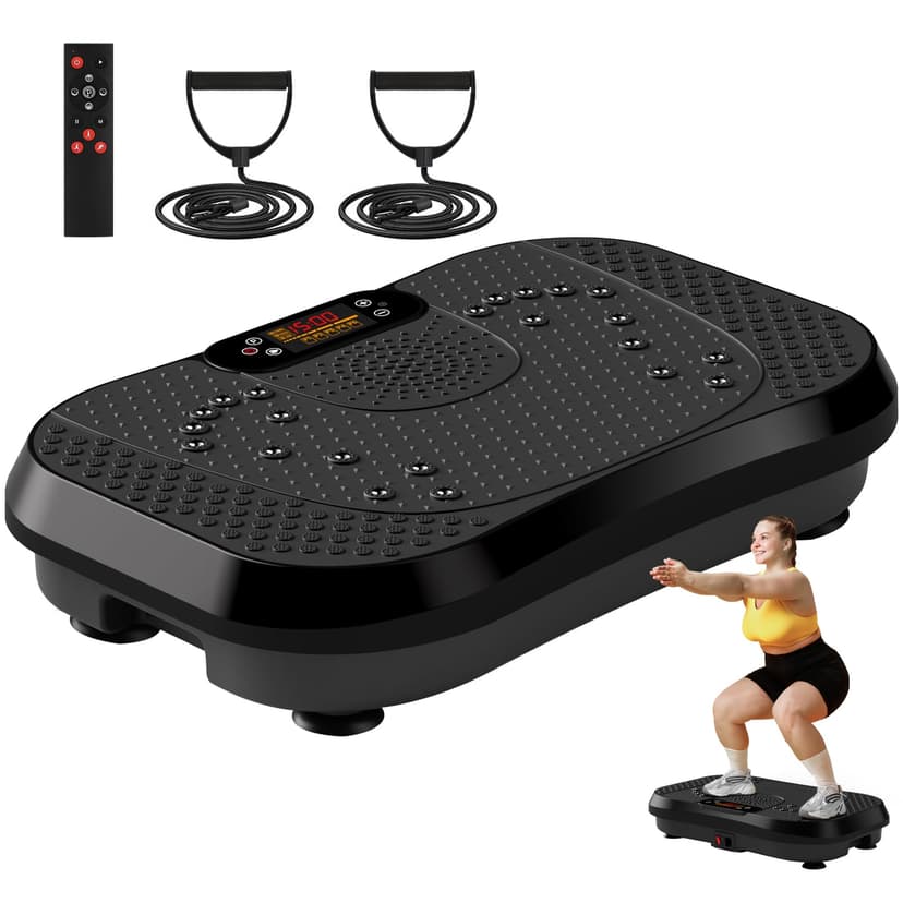 SoftGym Vibration Plate Exercise Machine for Lymphatic Drainage Weight Loss,120 Speed Levels Vibrating Platform with Resistance Bands,Full-Body Workout Equipment for Muscle Activation