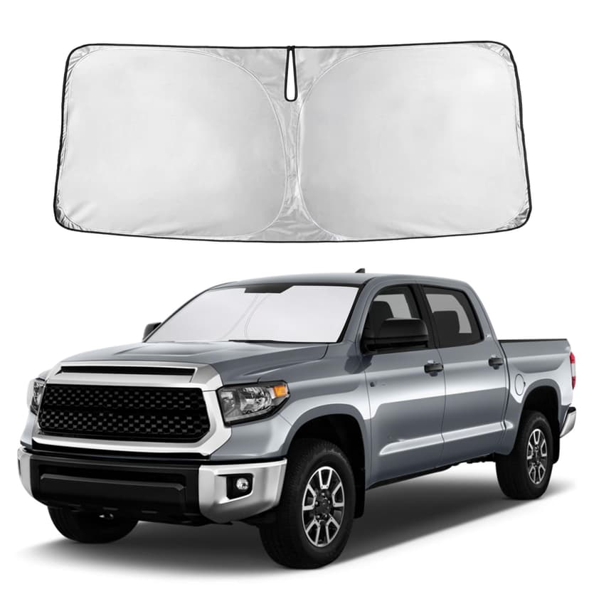 Autovir Windshield Sun Shade Fit for 2007-2019 2020 2021 Toyota Tundra Sunshade, Front Car Window Shades Sun Visor, Blocks UV Rays & Heat, Car Accessories