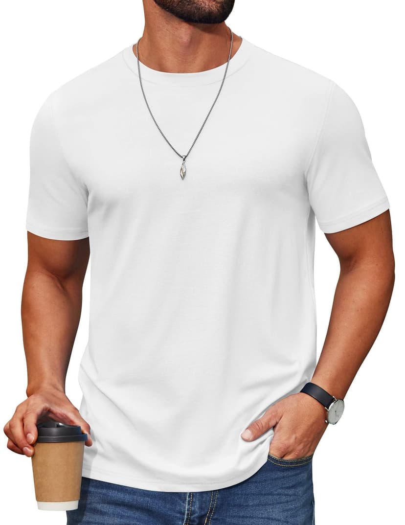 COOFANDY Men's T Shirt Short Sleeve Cotton Blend T-Shirts Crew Neck Casual Summer Basic Tee Shirts