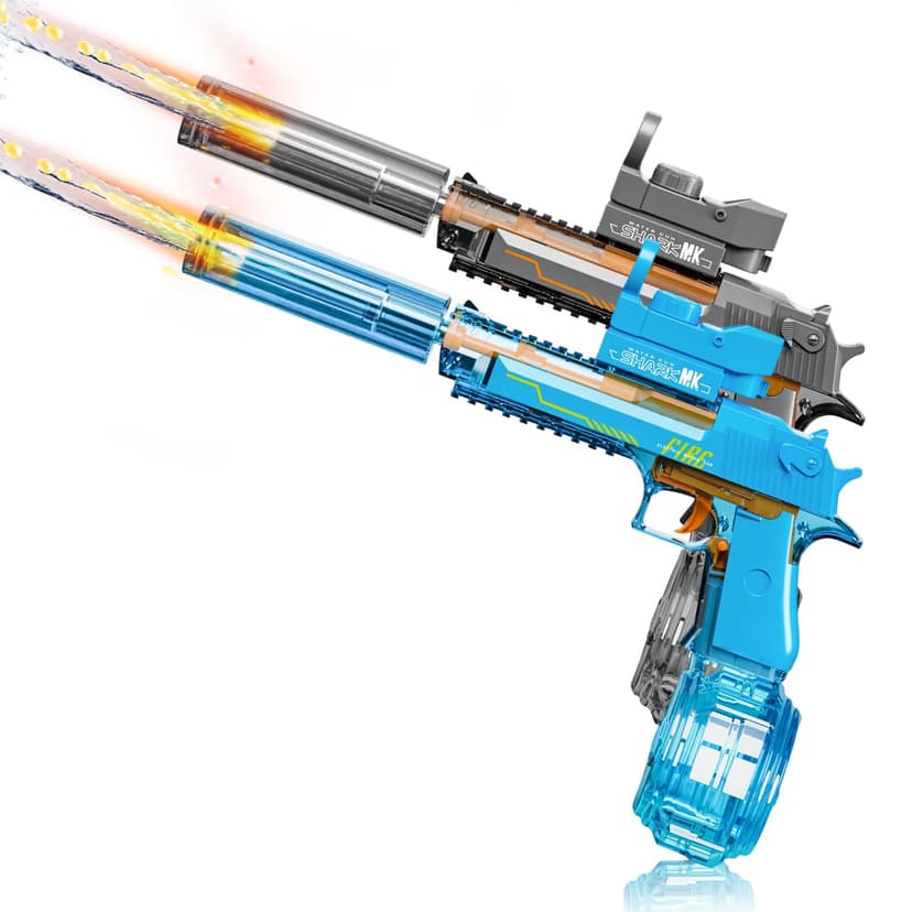 UROINT Electric Water Gun for Adults Kids, Automatic WaterGun with Led Light, Long Range Transparent Electric Squirt Gun Blaster Summer Outdoor Pool Party Toys Gifts for Boys Girls 2Pack(Blue Black)