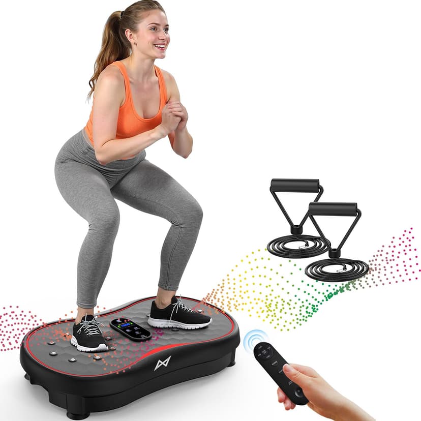 AXV Vibration Plate Exercise Machine Fitness Platform Body Vibrating Board | Curved Design 200W Powerful Oscillating 120 Level Shake Plate for Lymphatic Drainage Recovery Whole Body Toning With Handle