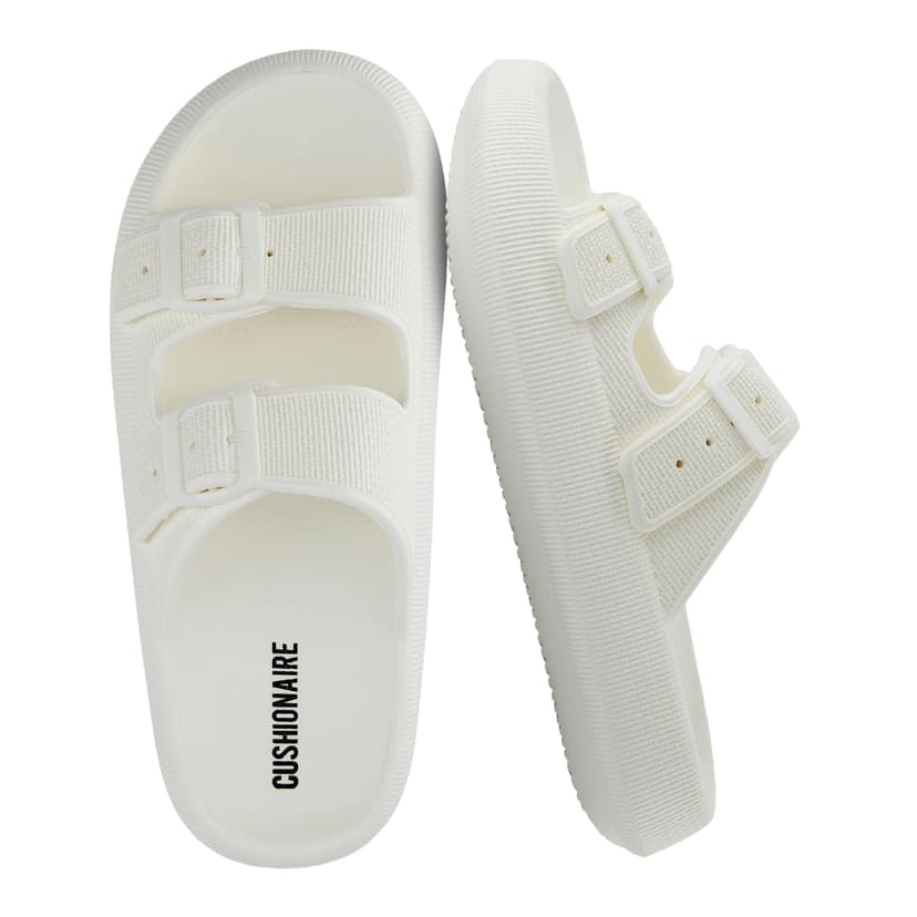 CUSHIONAIRE Fame Pillow Recovery Sandals for Women, Adjustable Double Buckle Waterproof EVA Cloud Slides for Women