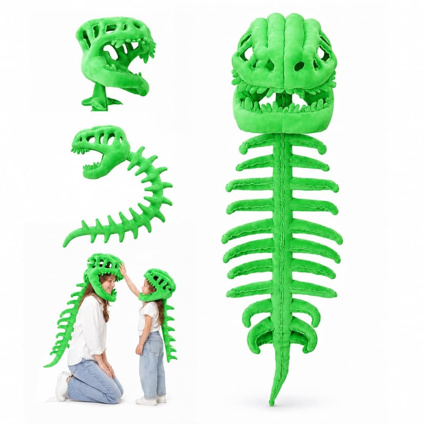 Sachie Dinosaur Skeleton Costume Set, Spinosaurus Skull Headpiece with Spine Back Piece Dino Outfit for Cosplay