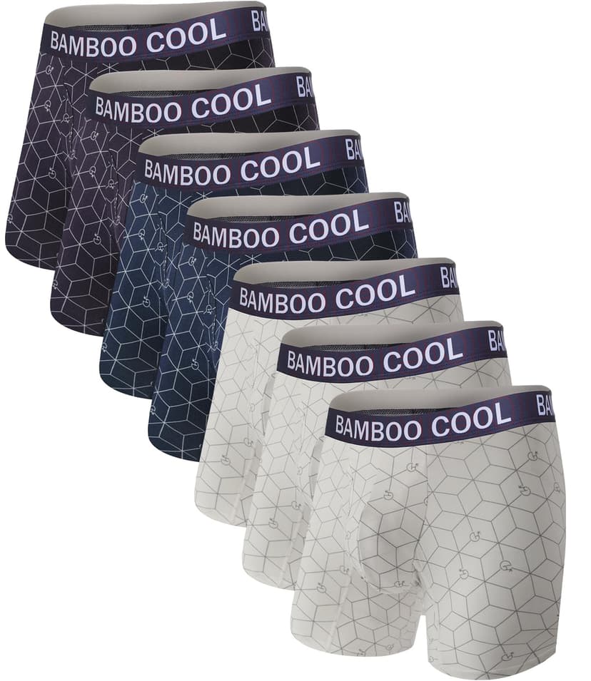 BAMBOO COOL Ultra Soft Mens Underwear Boxer Briefs Multi-pack | Viscose from Bamboo,No Ride Up,Cooler & More Breathable than Cotton,Lightweight & Anti-chafing,Daily Wear,Outdoor