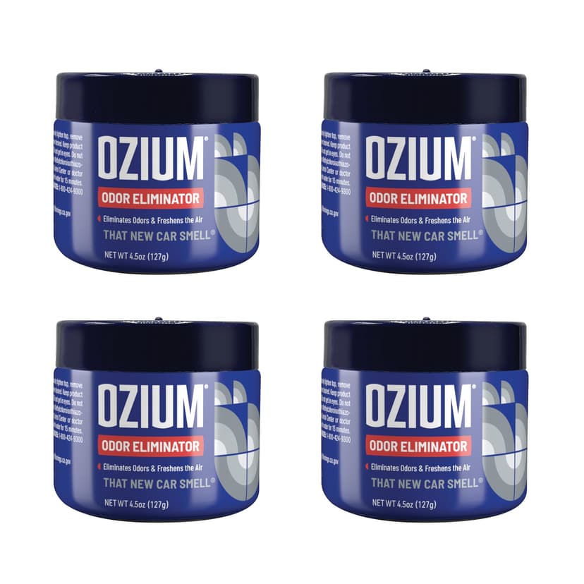 Ozium Odor Eliminating Gel - 4.5oz Air Freshener Alternative for Smoke, Pets, and Musty Odors - Long Lasting Odor Remover for Cars, Homes, Closets and Small Spaces - New Car