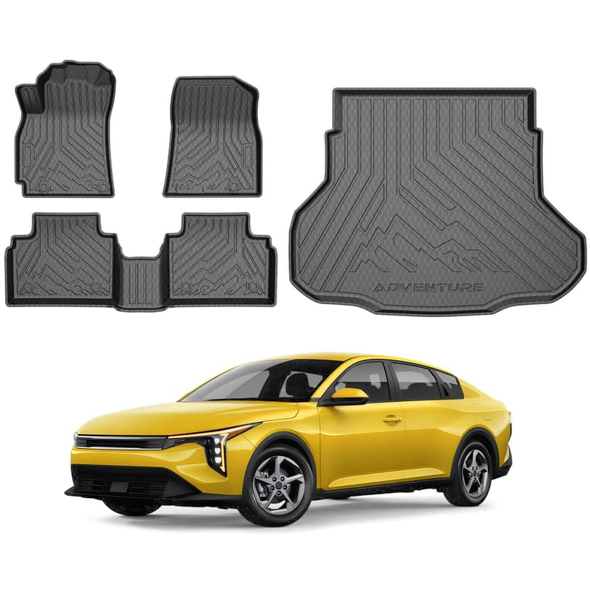 KUST Floor Mats Cargo Mat for Kia K4 2025 2026 Sedan, All Weather Rear Trunk Liner for K4 Accessories Cover TPE Rubber Raised Edge 4Pcs