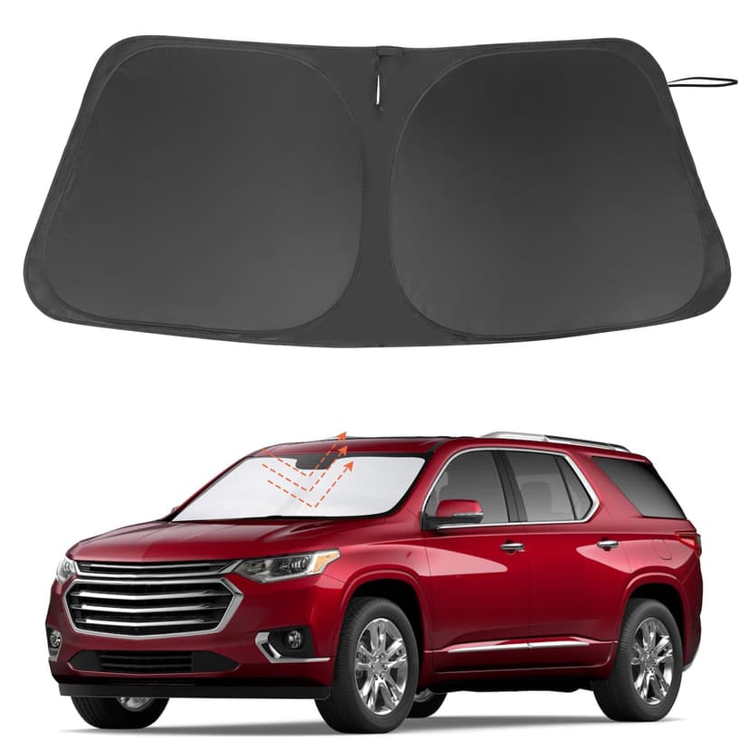 Windshield Sun Shade Custom Fit for 2018-2023 Chevrolet/Chevy Traverse Accessories Foldable Sunshade Sun Blocker Protect Car from Sun Rays & Heat Damage Keep Car Cooler