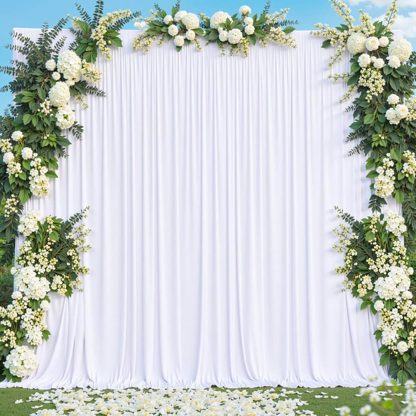 10x10 White Backdrop Curtain for Parties Wedding Wrinkle Free White Photo Curtains Backdrop Drapes Fabric Decoration for Baby Shower 5ft x 10ft,2 Panels
