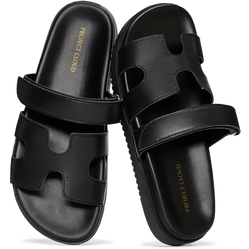 Project Cloud 100% Genuine Leather Sandals for Women Footwear - Stylish Womens Sandals with Plush & Soft Insole - Non-Slip and Water-Resistant Beach Sandals Slides for Women (Mayvy)