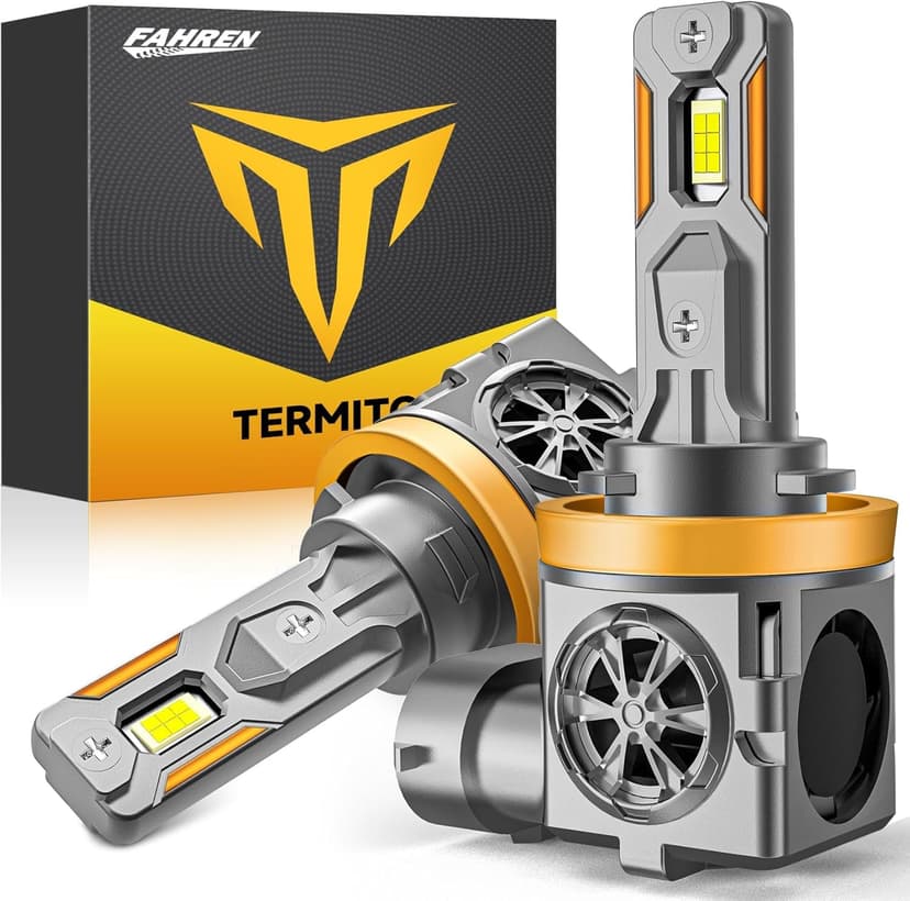 Termitor Upgraded H11/H9/H8 Bulbs, 100,000LM 1000% Super Brighter, 6500K Cool White, Real 1:1 Mini Size, Plug and Play Powersports Driving Light Bulb Assemblies, 75000+ Hours Lifespan, Pack of 2