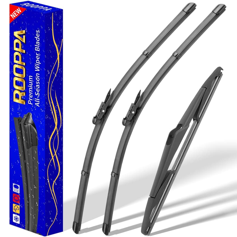 3 Wipers Fits Ford Focus 2012-2018 Wiper Blades | 28"/28" Front + 12" Rear,Pinch Tab Adapter,OEM Replacement,All-Season Durability,Quiet,Streak-Free & Easy Install.