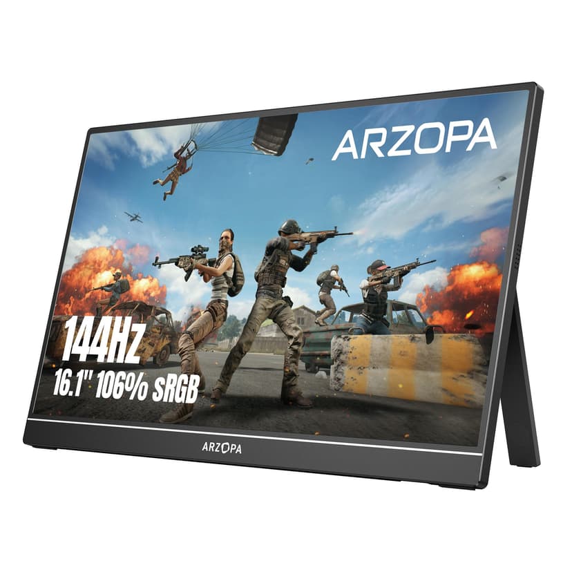 ARZOPA 16.1'' 144Hz Portable Gaming Monitor 106% sRGB - Z1FC | 1080P FHD Kickstand Portable Monitor with HDR, Ultra Slim, Eye Care, External Second Screen for Laptop, PC, PS5, Mac, Xbox