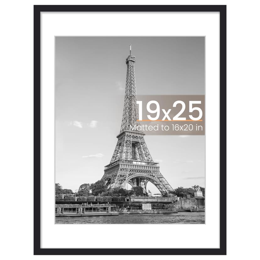 upsimples 19x25 Frame, Display Pictures 16x20 with Mat or 19 x 25 Without, Wall Hanging Poster Frames, Black, 1 Pack