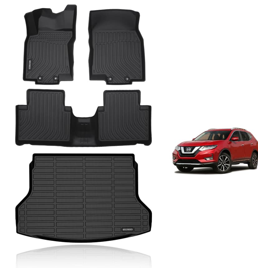 KELCSEECS Floor Mats & Cargo Liner for 2014 2015 2016 2017 2018 2019 2020 Nissan Rogue (Not Fit Sport) Car Mats Cargo Mat Trunk Mat All Weather Rogue Floor Mats Trunk Liner Black