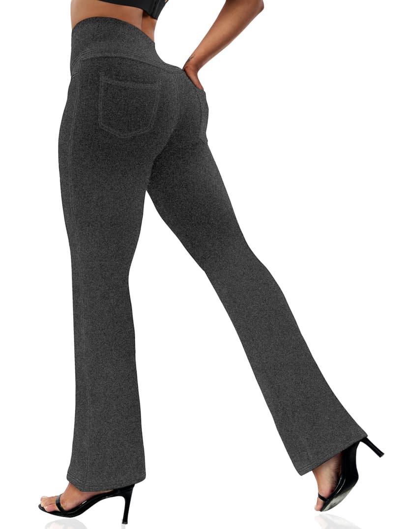 VOOVEEYA Women's Bootcut Leggings - Bootleg Yoga Pants Flare with 4 Pockets,Tummy Control High Waisted Casual Dress Pants