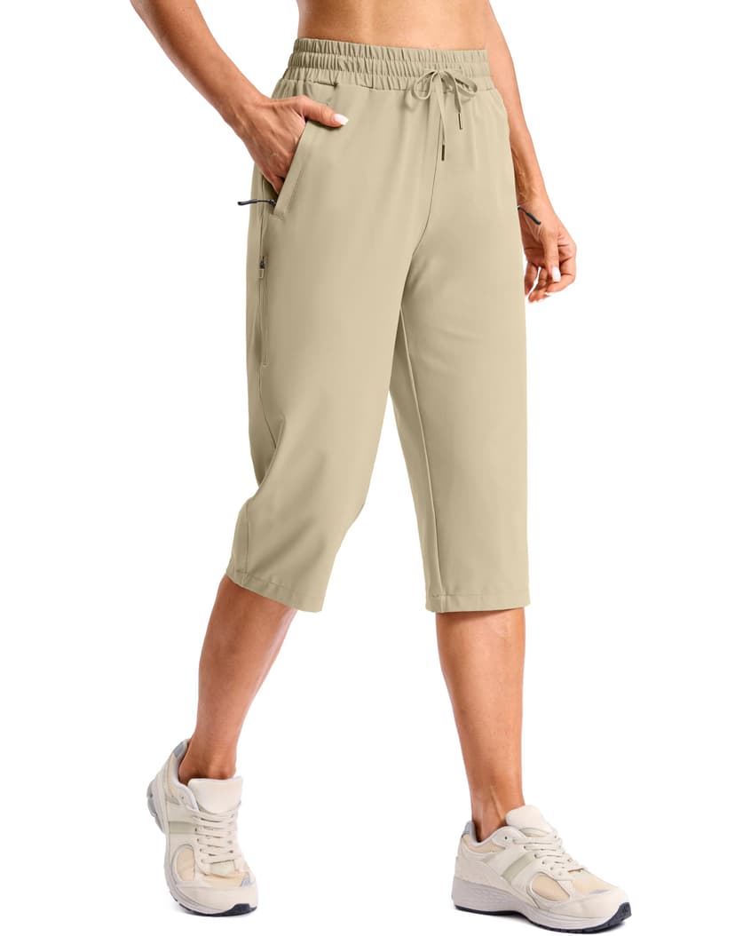 SANTINY Women's 13''/ 15"/ 17'' Long Hiking Shorts with Zipper Pockets Lightweight Quick Dry Below The Knee Capris for Women