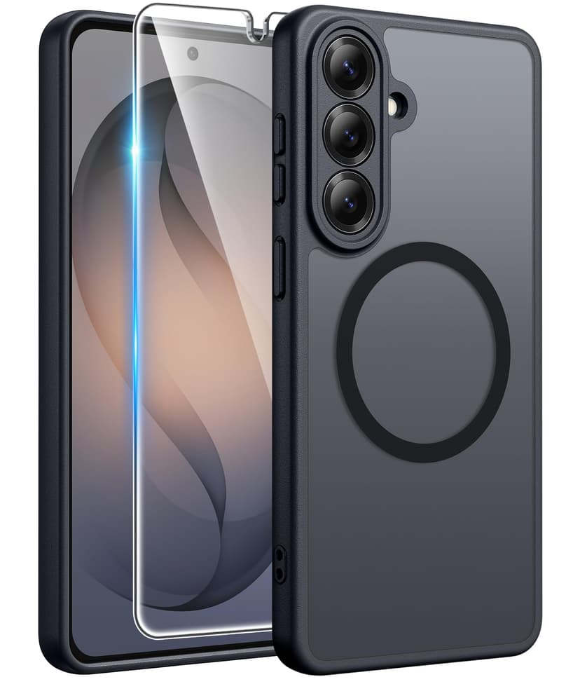 FNTCASE for Samsung Galaxy S26 Case, Fit for Magsafe, with Screen Protector | Full Camera Protection, Translucent Matte, 14FT Military Grade Drop Proof, Shockproof Protective Phone Cover, Black