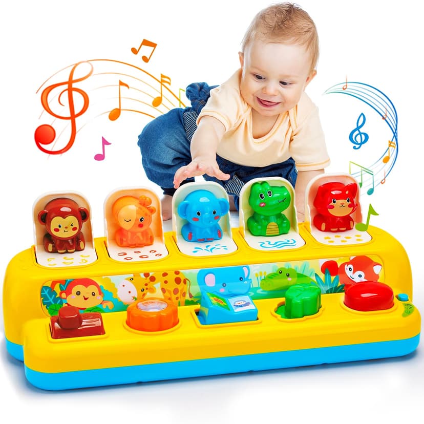 Baby Pop Up Toys with Music & Light Montessori Toys for 1 Year Old Boy Girl | Interactive Toy, Learning Musical Baby Toy 12-18 Months, Toddler Toy Age 1-2, Cause and Effect Toys, Birthday Gift for Inf