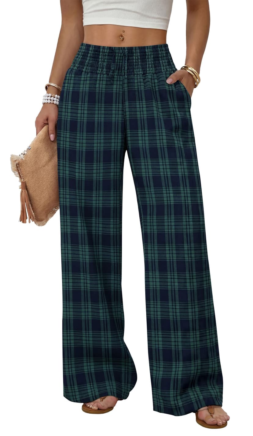 Sampeel Wide Leg Pants Woman High Waist Trousers with Pockets Casual Lounge