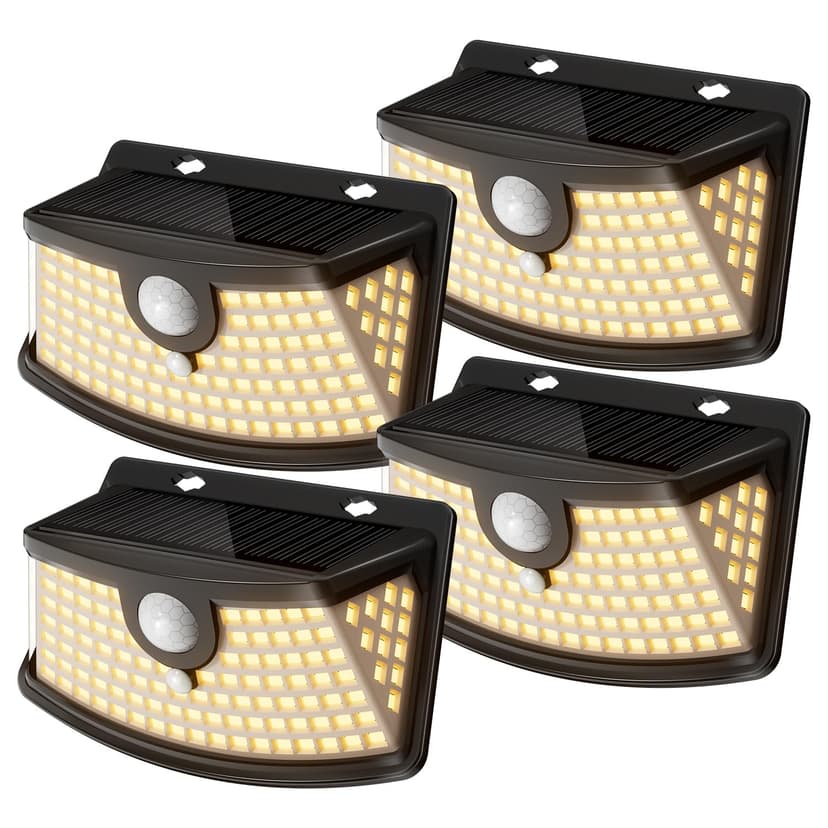 Aootek Solar Motion Sensor Lights Outdoor 120 LEDs, Black, 4 Pack | Lights Reflector, 270° Wide Angle, IP65 Waterproof, Step Lights For Front Door, Yard, Garage, Deck