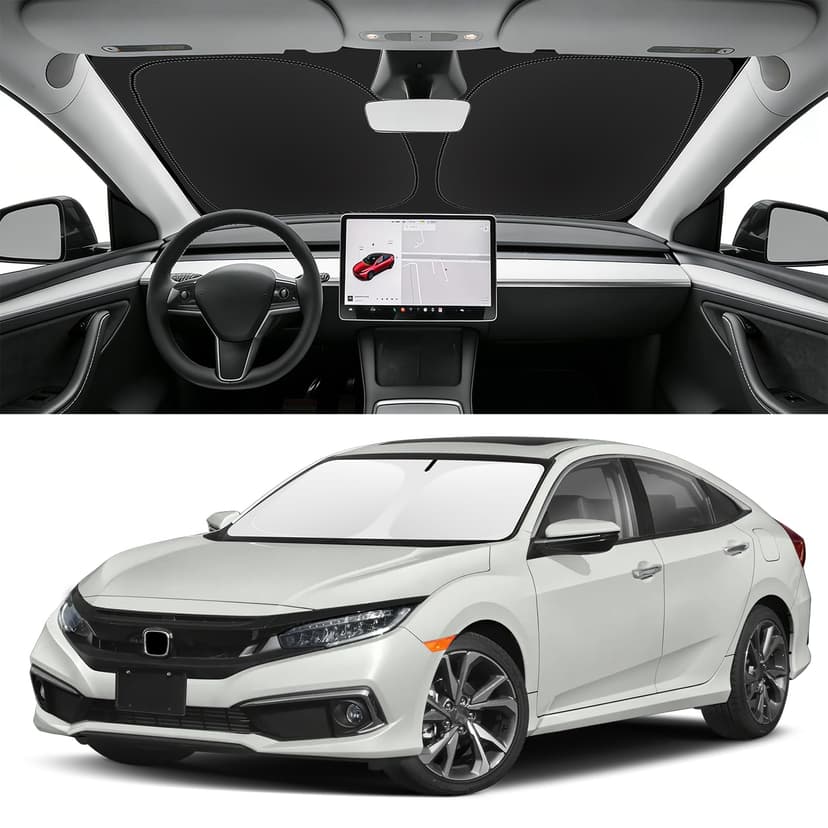 SLOGENTO Custom Fit Windshield Sun Shade for Honda Civic 2016-2021, Blocks UV & Heat, Front Window Sunshade Accessories, Easy Fold & Store Keep Your Car Cooler