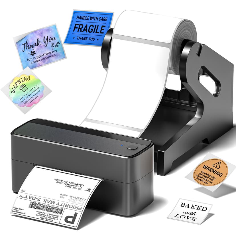 Phomemo Bluetooth Thermal Label Printer, 241BT 4X6 Wireless Shipping Label Printer for Small Business, Pink Labels Printers for Shipping Package Whit Holder