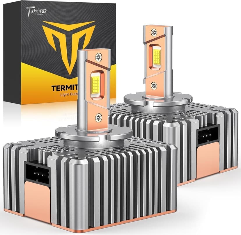 Termitor D5S Powersports Headlight Bulbs, 80,000LM 6500K, 1:1 OEM Size, IP68 Waterproof, Long Service Life, Fast Install for Motorcycle & ATV, Pack of 2