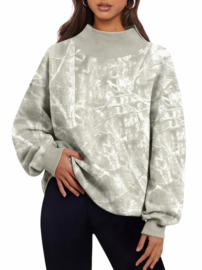Trendy Queen Womens Mock Neck Sweatshirts Oversized Pullover Fall Outfits | Fall Fashion Clothes 2026,Airport Travel Outfits,Long Sleeve Tops,Trending Soft Fleece,Casual Work Hiking Lounge Clothing