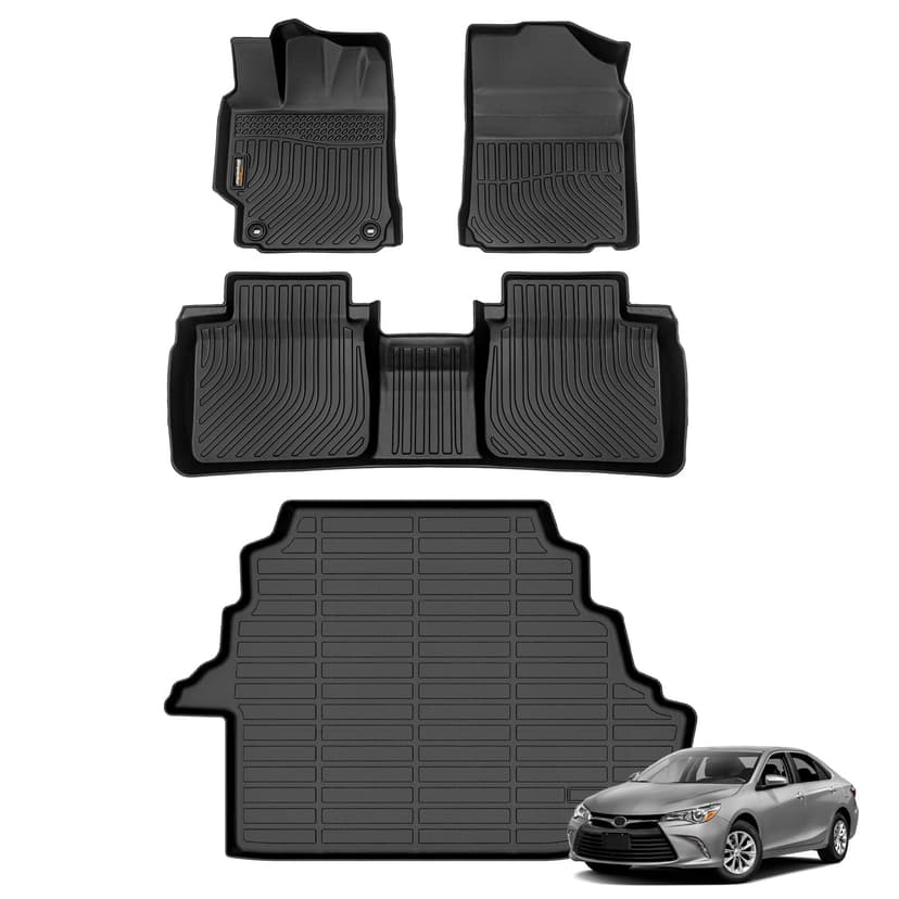 Binmotor-Floor Mats & Cargo Liner for 2007-2011 Toyota Camry Gas | CE丨LE丨SE丨XLE, Camry Floor Mats All Weather Durable Non-Curling Heavy Duty Car Mats Accessories