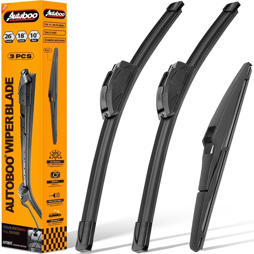 AUTOBOO Windshield Wiper Blade Replacement for Toyota Highlander 2020-2026 | Fits Highlander 2020–2026; 26"+18" front + 10" rear, OE fit, all-weather, quiet, easy install