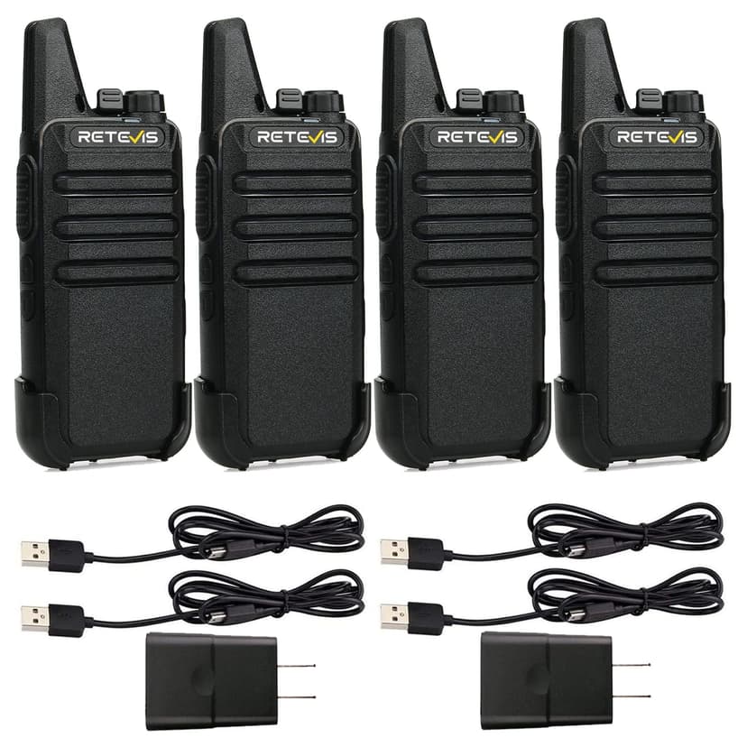 Retevis RT22 Compact & Lightweight FRS Walkie Talkies Long Range (4 Pack) | For Small Business, Camping, Hiking, Cruise, Safe Short Antenna, Comfortable to Carry, Loud & Clear Audio, USB-C