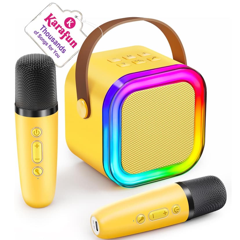 Mini Karaoke Machine for Kids, 2026 TOP Toys Birthday Gifts Ideas for Girls Ages 4, 5, 6, 7, 8, 9, 10, 12+ Years Old, Portable MP3 Player with 2 Wireless Mics for Family Home Party