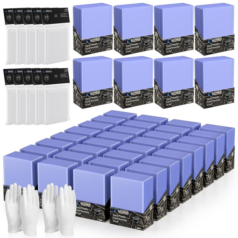 2000 Card Sleeves Hard Plastic, 3"X4" Baseball Card Protector, Premium Trading Card Holder for Sports and Game Cards (1000 Hard Sleeves + 1000 Soft Sleeves)