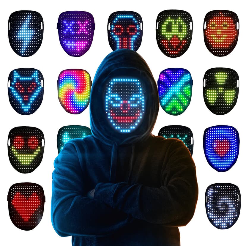 Mr.Pang LED Light Up Mask with Gesture Sensing, Kids Toys Gifts for Boys | Face-transforming Halloween Costume Mask, 50 Patterns, Gifts for Halloween Christmas Birthday Cosplay Party, Fit Kids Adults