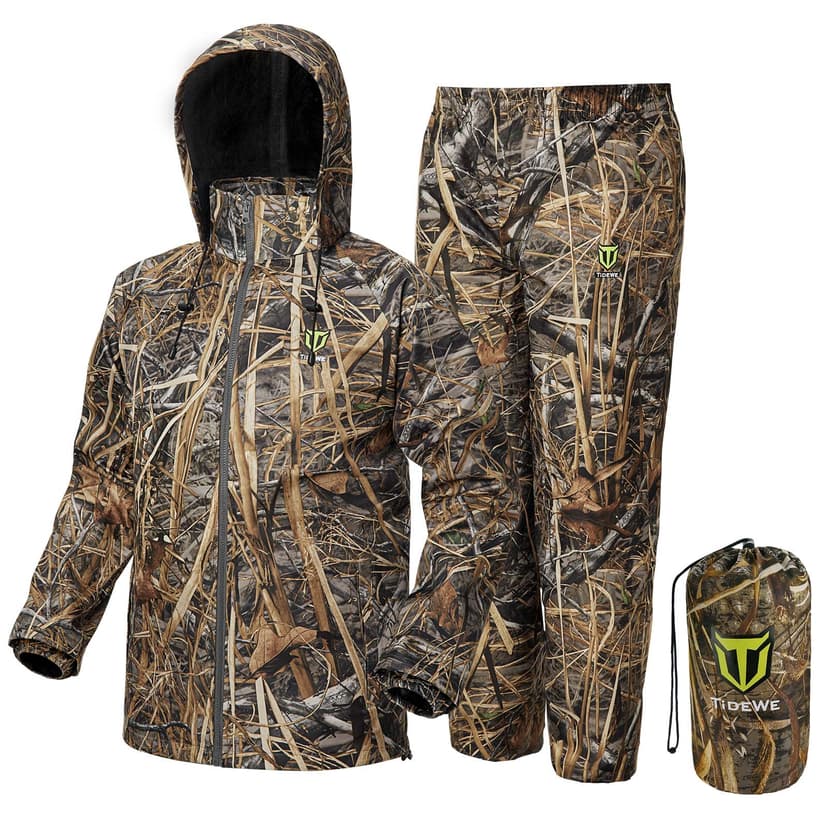 TIDEWE Rain Suit for Men, Waterproof Lightweight 2-Piece Rain Gear | Sealed seams, Adjustable hood cuffs and waist, High-density fabric, Fishing, Outdoor work, Hunting, Hiking, Storage bag