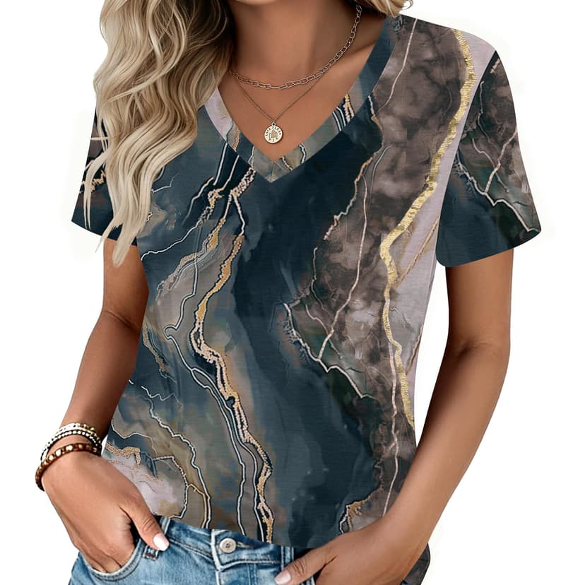 Zeagoo Womens V-Neck Tops Summer Casual Short Sleeve Tshirts S-3XL | Basic Tee Shirts, Business Classic Spring, Soft Breathable, Regular Fit, Perfect for Daily Wear, and Work Outings