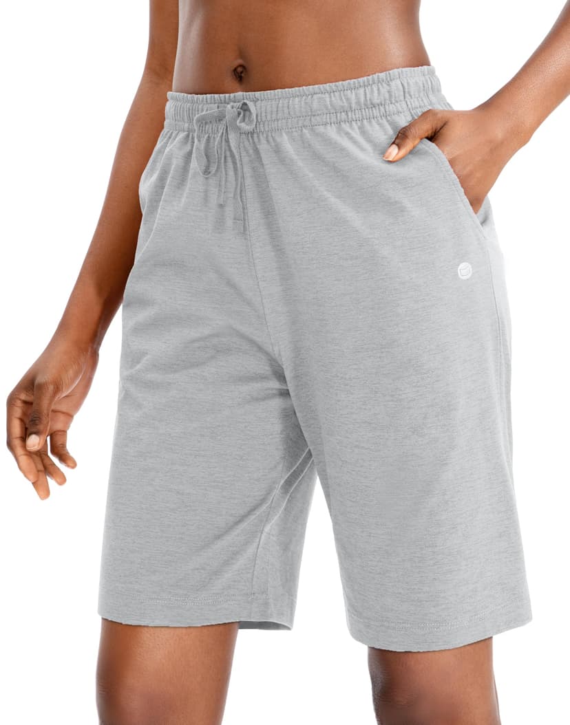 Women's Shorts 7" / 9" with 3 Pockets Elastic Waist Bermuda Long Shorts | Lightweight Soft Comy Fabric, Drawstring Jersey Sweatshorts Summer Lounge Walking Athletic Casual for Ladies