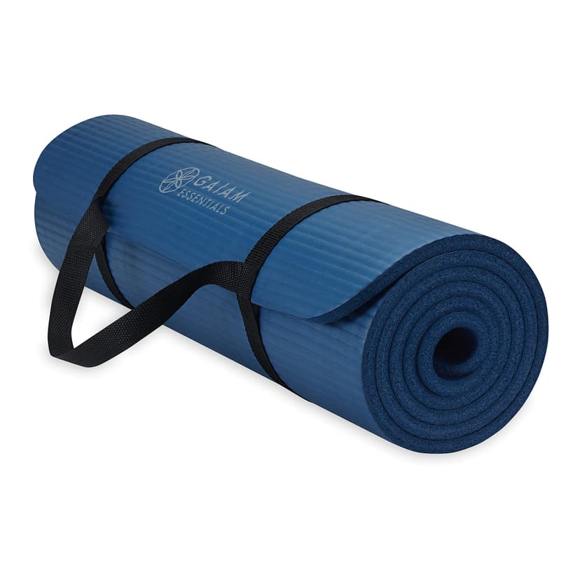 Gaiam Thick Yoga Mat, Exercise & Fitness Mat with Easy-Cinch Carrying Strap | Non-Slip NBR Foam | Joint Cushioning | Yoga, Pilates, Fitness & Floor Workouts | 72"L x 24"W