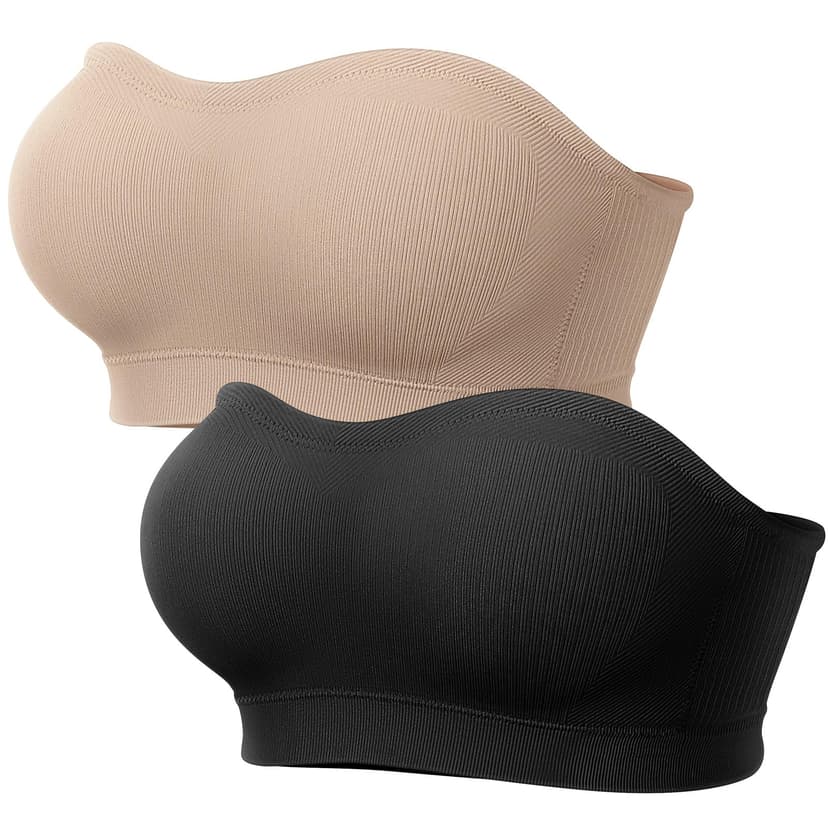 LetsJoli Push Up Strapless Bras for Women Supportive Bandeau Bra Non Slip Wireless No Underwire Padded Tube Bra